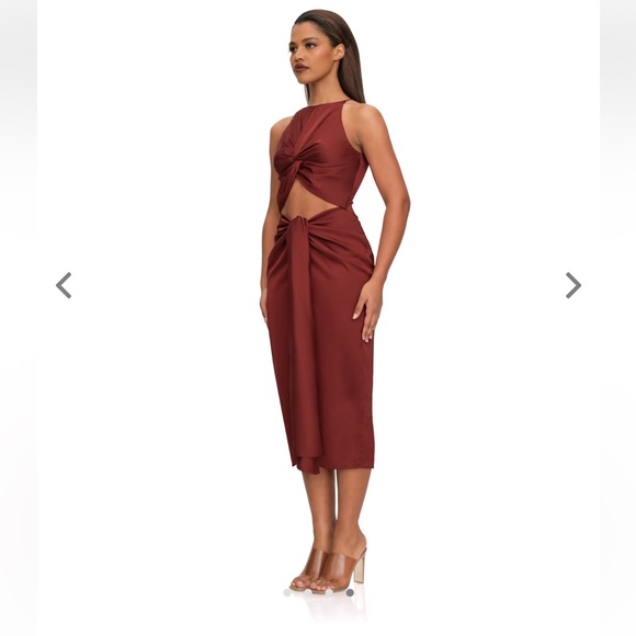 Andrea Iyamah Reni Midi Dress - Chocolate - Picture 3 of 4